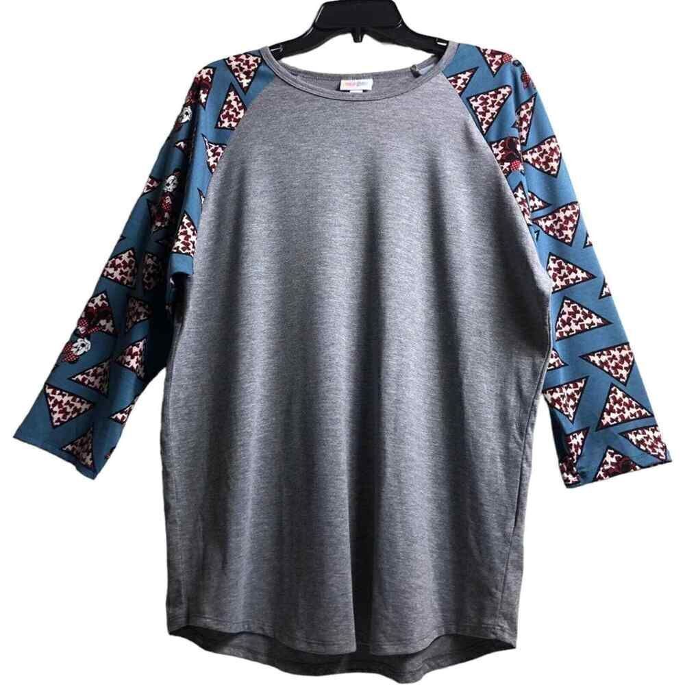 LuLaRoe Randy Women’s Gray Blue Red Disney Minnie Top Size 2XL